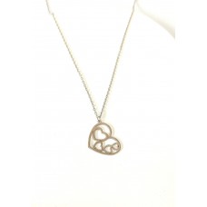 Ασημένιο κολιέ - καρδιά με καρδιές στο κέντρο (SN217)